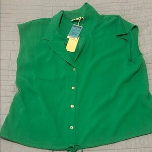 MELLODAY Vibrant Green Sleeveless Blouse